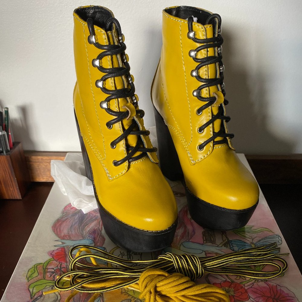 Jeffrey Campbell Tardy Boots Yellow Women Size 6